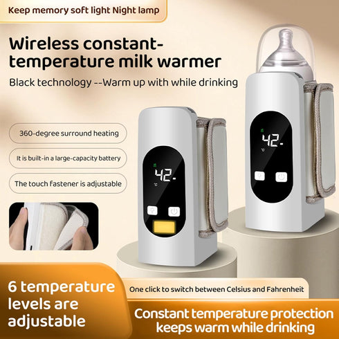 Kikumi Electric Bottle Warmer - Rechargeable & Temperature Controlled for On-the-Go