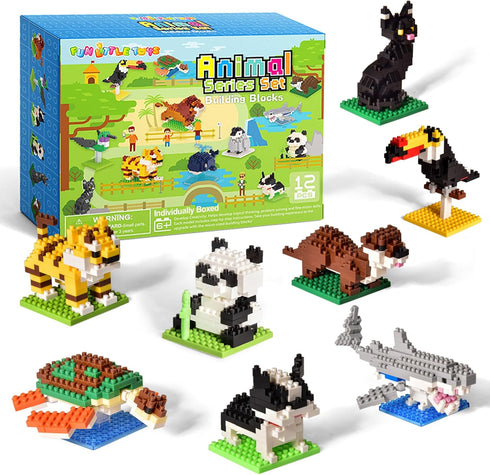 FUN LITTLE TOYS Party Favors for Kids 6-12, 12 Pack Mini Animal