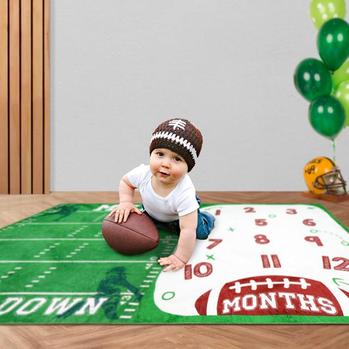 Football Baby Monthly Milestone Blanket, Sports Month Blankets, Growth Chart Nursery Swaddling Gift Ideas, Plush