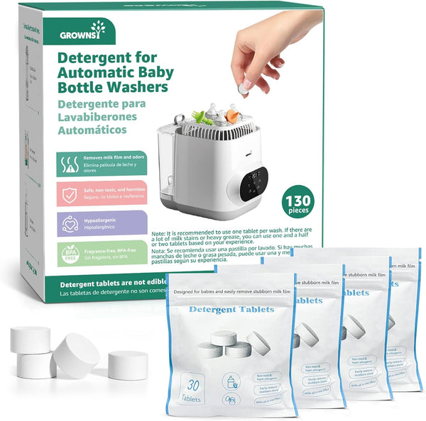 GROWNSY Official Detergent Washing Tablets - 130 PCS, Compatible with Momcozy Baby