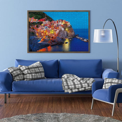 MaxRenard Coastal Landscape Jigsaw Puzzle, 1000 Pieces Night View of Manarola for Home Decoration Family Game