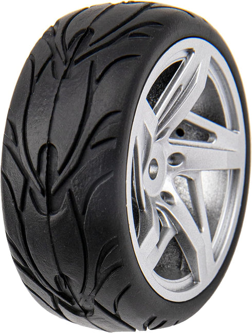 5-Spoke 12mm Hex Hub Wheel Rims & Rubber Tires Compatible with HSP Tamiya HPI Kyosho 1/10 On-Road Touring Car