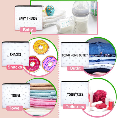 8 Packs 8 Mommy, 10.63 9.25 Inches Hospital Bags for Labor and Delivery Diaper Bag Organizing Pouches Travel Maternity