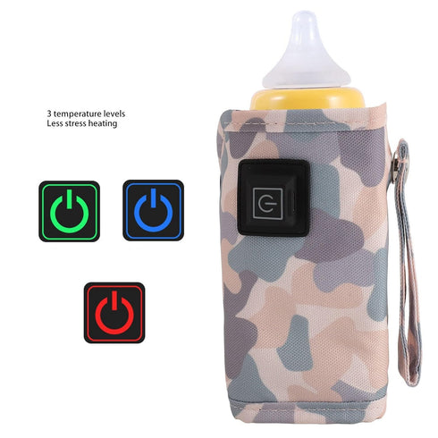 Portable USB Milk Warmer Bag for Temperature Control - Grey White