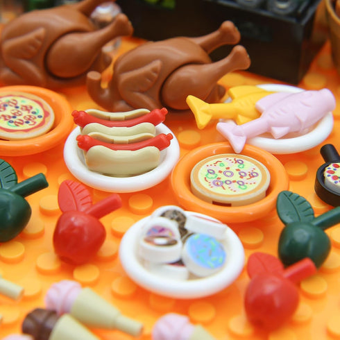 188pcs Set, City Food Bricks Picnic Toys Friends Kitchen Fram Restaurant DIY Pieces Parts Ice-Cream-Cupcakes