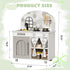 Set, Playset Arlopu Play Kitchen Kids Interactive Pretend Kitchen with Curtained Cabinet, Knobs, Faucet & Sink, Washing