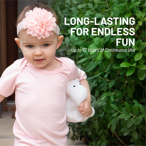 Lumipets Remote Control Silicone Night Light - Hippo Design with 9 Soft Colors & Sleep Timer for Kids