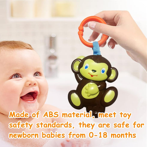 Baby Toys, Cartoon Animal Hanging Rattle Toys, Handbells Baby Rattles, 4 Pack for Infant Travel Stroller