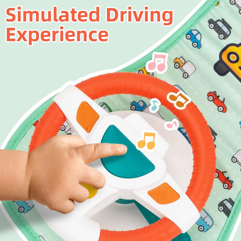 6-12 COVTOY Baby Car Seat Toys for Infants with Mirror, Steering Wheel, Music Lights, Driving Sounds - Months