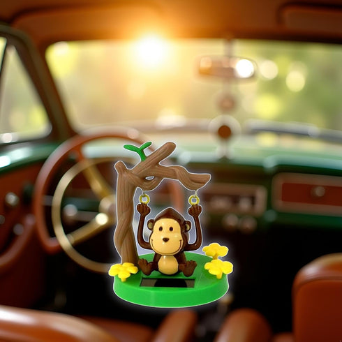 Tustao Cute Solar Powered Dancing Monkey Toys - Kawaii Solar Monkey Swinging Animated Bobble Dancer Solar Powered Car