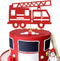 Fire Truck Cake Topper - Glitter Fireman Themed Party Decoration for Graduation or Birthday Party Supplies