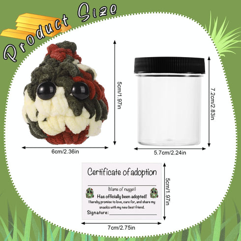Adopt a Weed Nugget Plush, Positive Plush with Encouragement Cards & Plastic Jar for Desktop Ornaments