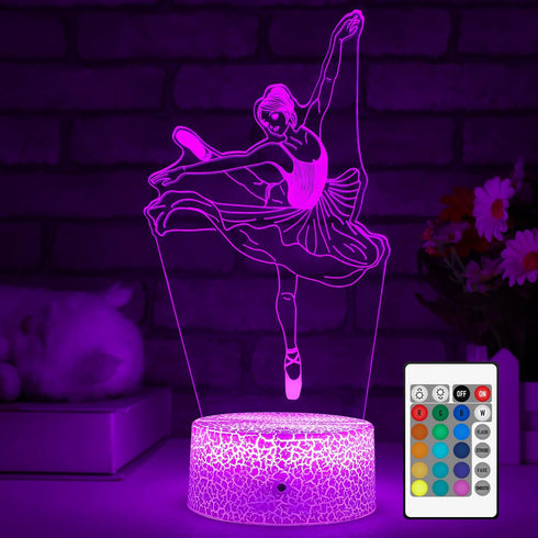 FlyonSea Kids Ballet Gifts,Ballets Girls Light Dancer 16 Color Changing Nightlight with Touch