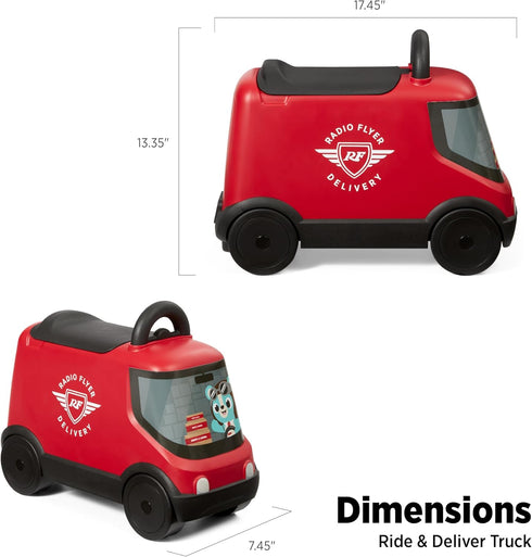 Radio Flyer Delivery Van Ride On Toy for Kids, Red Toddler Ride On for Ages 2+