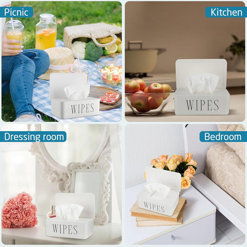 Singhoow 3 Pcs Large Baby Wipes Dispenser Refillable Wipe Holder with Lid Toilet Wipes Container for Bathroom Tissue