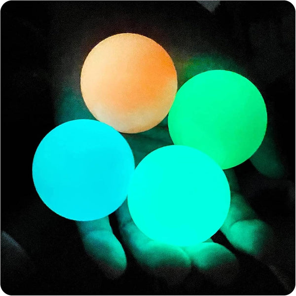 Glow in The Dark Sticky Balls - Stress Balls for Kids and Adults, ASMR Cool Stuff for Teens, 4Pcs Ceiling Balls