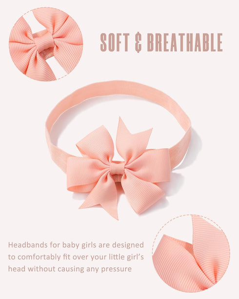 jollybows 40pcs Baby Girls Hair Accessories, 3" Grosgrain Ribbon Hair Bows Headbands for Infants Newborn Toddler