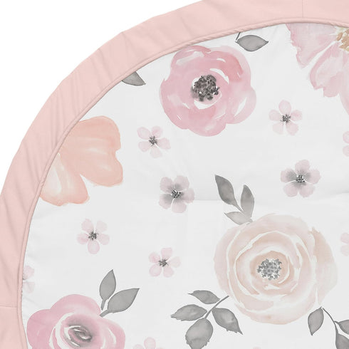 Tummy Sweet Jojo Designs Baby Play Mat (Pink/Grey Boho Floral) for Girls, Infant, Toddler Time Activity Floor Playmat
