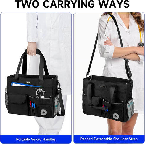 Jaffzora Nurse Tote Bag for Work with Padded Laptop Sleeve, Large Clinical Bag for Nursing Students, Nursing Essentials