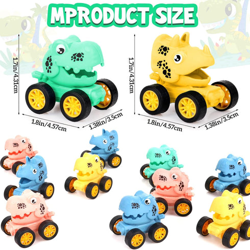 20 Pack 4-8 Dinosaur Pull Back Car for Classroom Prizes, Party Favors for Kids Toddlers Years Old, Bulk Pull Back Car