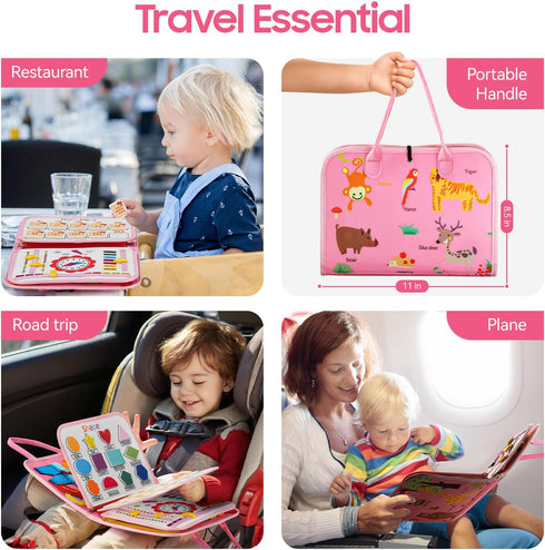 1,2,3 1-3 1-2 HumorPlay Busy Board Montessori Toys for Year Old Girl Gifts, Sensory Educational Busy Book for Toddlers