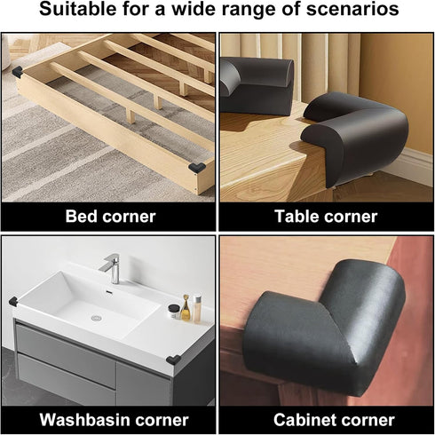 Wome 4 Pack (4, Bed Frame Corner Protector Black: Foam Rubber Guards Bumpers for Bed Table Cabinet Corner Safe Impact