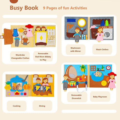 Sendhjurf 3-5 3-5-7 Montessori Busy Book for Toddlers Baby Family Quiet Book Activity Learning Travel Toys for Toddlers