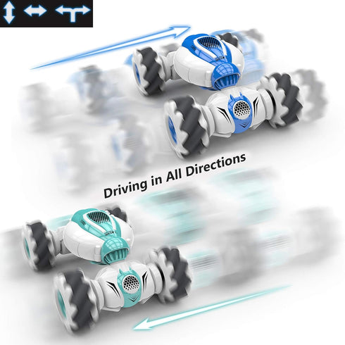 GoolRC RC Stunt Car - 2.4GHz 4WD Remote Control Car, Deformable Off Road Car with 360° Flips (Blue)