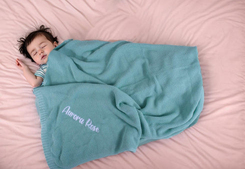Soft Organic Cotton Knit Receiving Blanket, 100% Luxury Organic Cotton, Cozy Unisex Swaddle Stroller Crib Blanket for