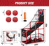 Basketball Arcade Game Indoor Outdoor, Kids Basketball Hoop with 4 Balls & Pump, Single Shot Basketball Game at Home,
