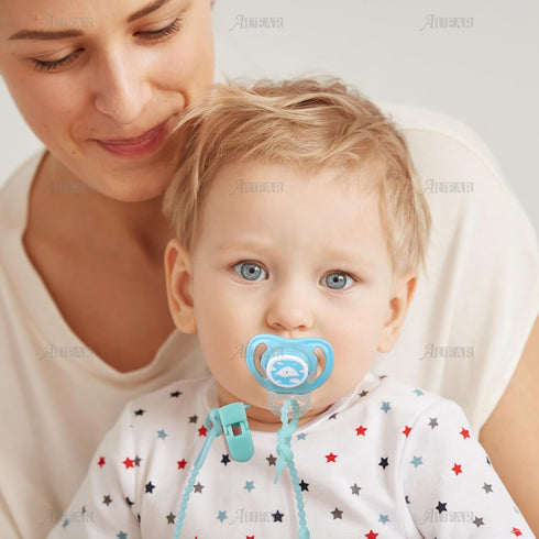 10 Pack AUEAR, Silicone Adapter Rings Holder for Nipple Pacifier Clip Food Grade Transparent Color