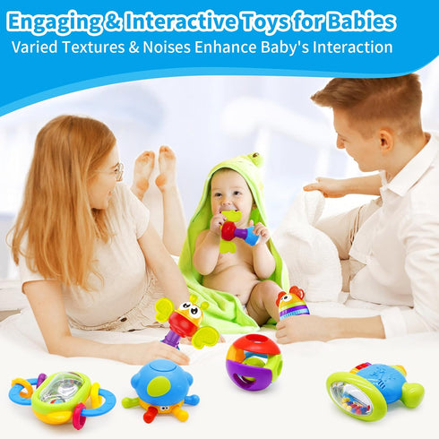 7pcs Set, 0-6 6-12 3-6 0 1 2 3 4 5 6 MOONTOY Baby Rattles Toy Baby Toys Months Infant Toys Months Teethers for Babies