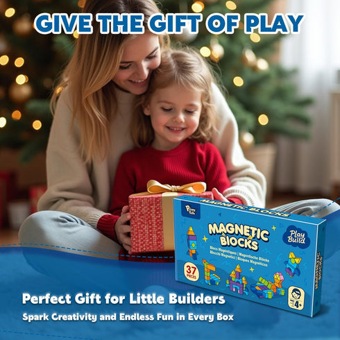 37PCS 4-8, 3D 4+ Pairez Toys Magnetic Building Blocks, Magnetic Blocks for Kids Ages Multi-Shape Stacking Blocks