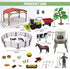 Farm Animals Toys Set - Barn Toy Combine Harvester Tractor with Trailer and Figures Playset for Kids 3-7 Years Old