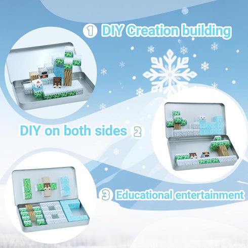 Set 3-5, 35PCS 4-8, Mini Magnetic Cubes STEM Winter for Kids Ages Educational Travel Building Toys with Magnetic Tin