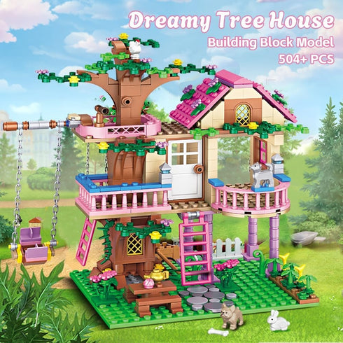 CSNRHG Set 504 6+ Dream Tree House Friends Building Friends Construction Educational Toy Pieces Gifts for Girls Teens