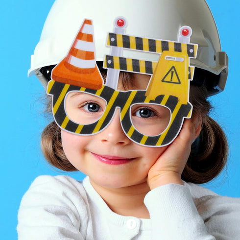 12PCS Construction Party Supplies Construction Party Felt Glasses with Tractor Excavator Dump Truck Plastic