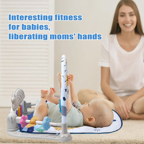Tummy 0-3-6-9-12 Cuterabit Baby Play Gym Mat, Baby Gym Activity Center, Kick and Play Piano with Music and Light, Time