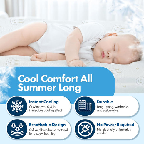 GML 0.4 27.5x47 Bunny Cooling Crib Mattress Pad Waterproof, Breathable Baby Mattress Protector for Toddler Bed