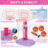 Adjustable Toddler Basketball Hoop Indoor for Ages 1-3, Pink Mini Hoop with 3 Balls for Outdoor Poolside Gift
