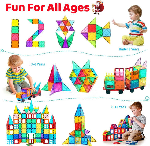 100PCS Magnetic Tiles Blocks for Kids Ages 3-8, STEM Educational Magnet Building Toys for Toddlers, Gifts for 3-8 Year
