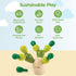 3+ PlanToys Mini Balancing Cactus | Montessori Wooden Toy for Toddlers | STEM Game for Fine Motor Skills, Logic