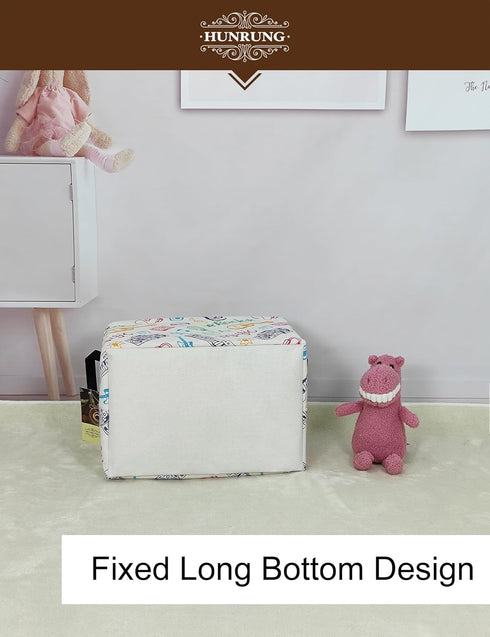 HUNRUNG Rectangle Storage Basket Cute Canvas Organizer Bin for Pet/Children Toys, Books, Clothes Perfect