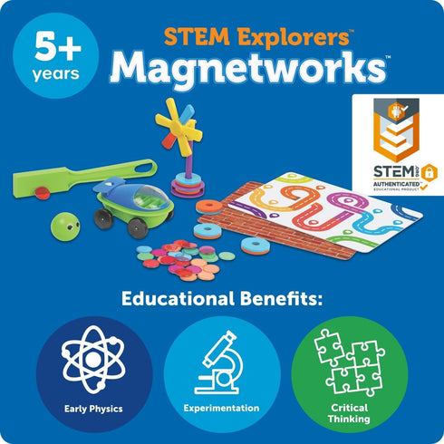 Set, 5 Learning Resources STEM Explorers Magnetworks, Magnetic Science Physics Experiment Toys for Kids, Kindergarten