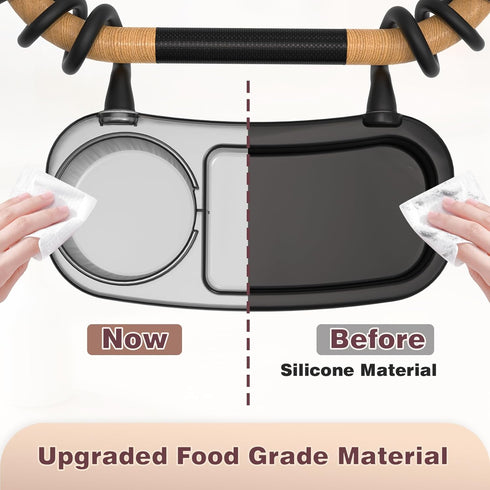 Upgraded Universal Stroller Snack Tray, Cup Holder Stroller Tray with Silicone Flexible Arms Grip, Stroller Tray