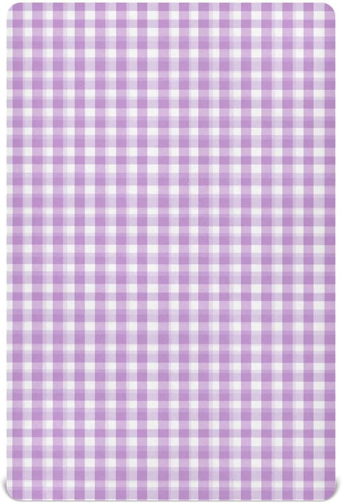 Vdsrup Crib Sheets for Boys Girl Cute Light Purple Gingham Breathable Mini Crib