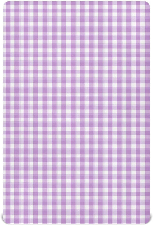 Vdsrup Crib Sheets for Boys Girl Cute Light Purple Gingham Breathable Mini Crib