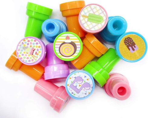 TINYMILLS 24 Pcs Ice Cream Stampers for Kids Birthday Party Favor Bag Fillers, Valentine's Day Classroom Rewards
