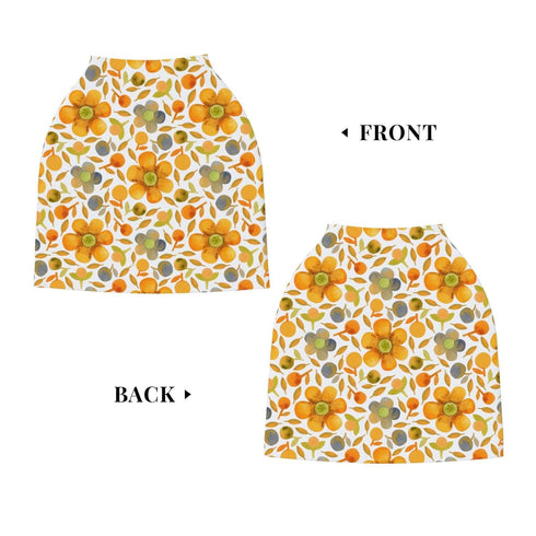 Schgap Flowers Orange Baby Car Seat Covers Canopy, Nursing Cover Breastfeeding Baby Carrier Covers Carseat Canopy