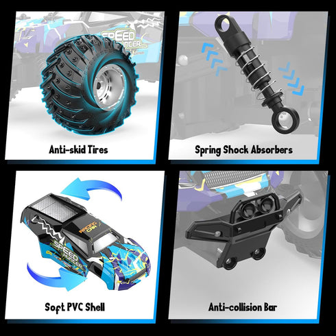 2.4GHz 20KM/H Remote Control Car, All Terrain Remote Control Truck for Boy, Rc Car with Bodylight and Two Rechargeable